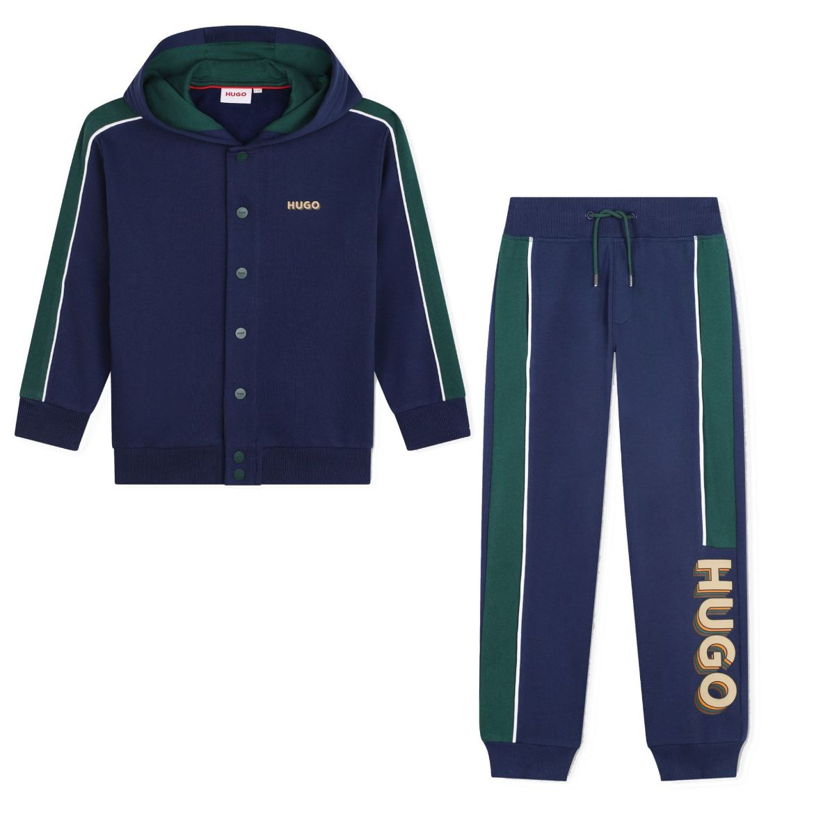 Picture of Hugo Boys Navy & Green Hooded Tracksuit