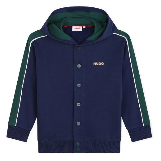 Picture of Hugo Boys Navy & Green Hooded Tracksuit