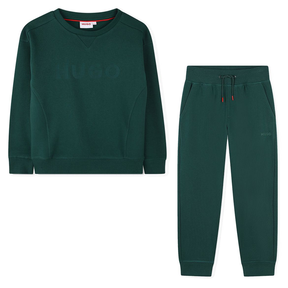 Picture of Hugo Boys Green Round Neck Tracksuit