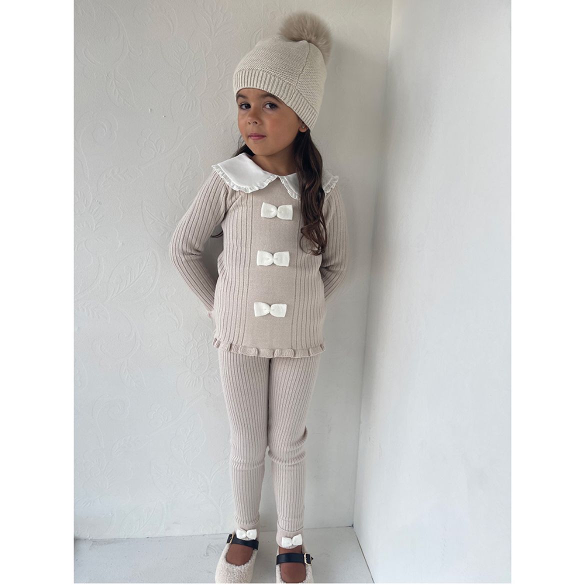 Picture of Granlei Girls Beige & Cream Knitted Tracksuit	