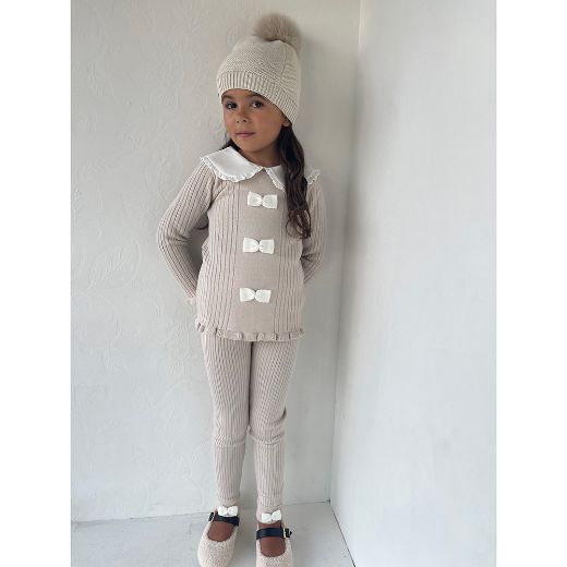 Picture of Granlei Girls Beige & Cream Knitted Tracksuit	