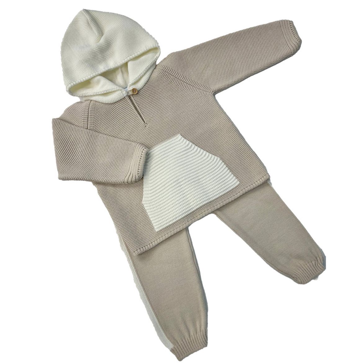 Picture of Granlei Boys Beige & Cream Hooded Tracksuit