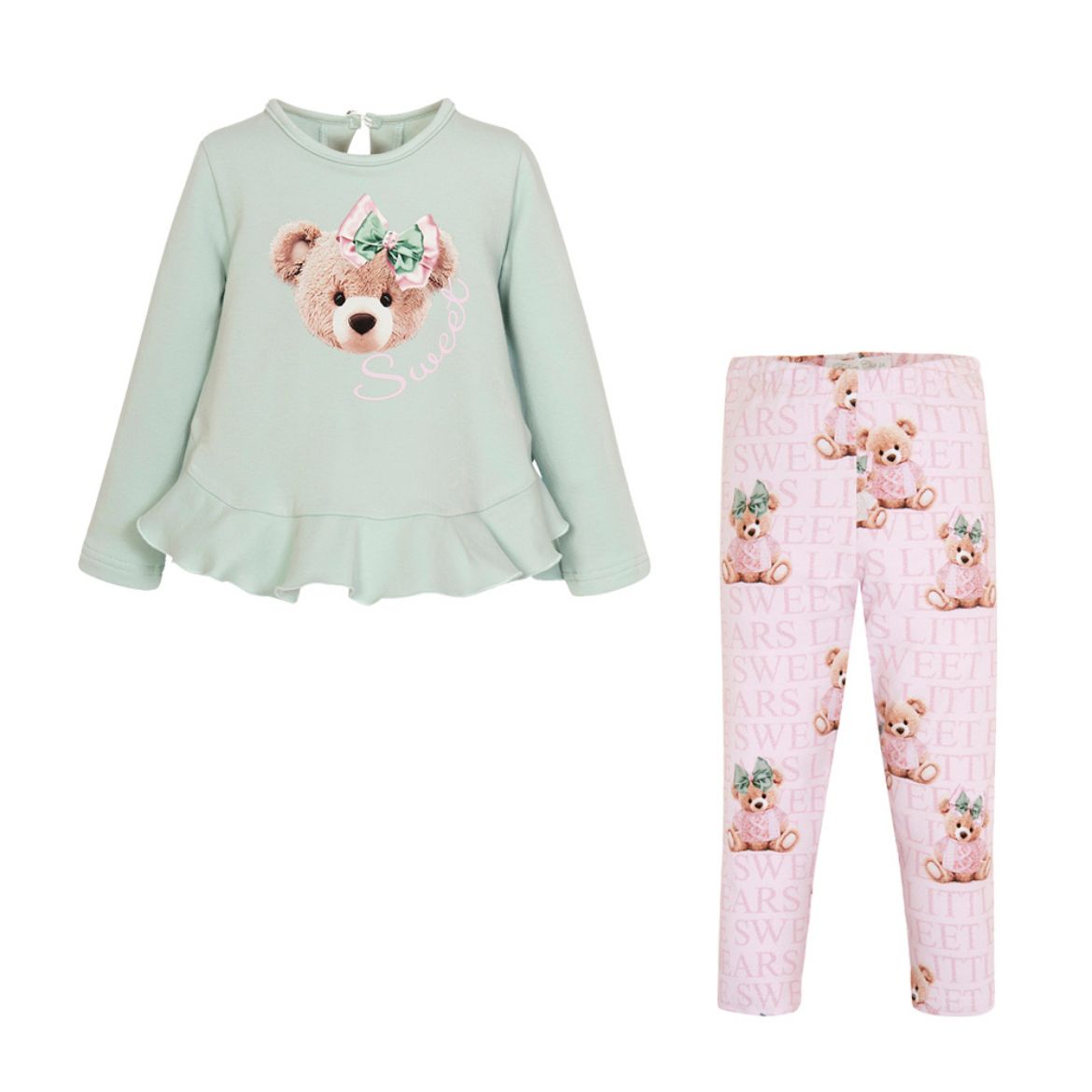 Picture of Balloon Chic Girls Mint Green & Pink Legging Set