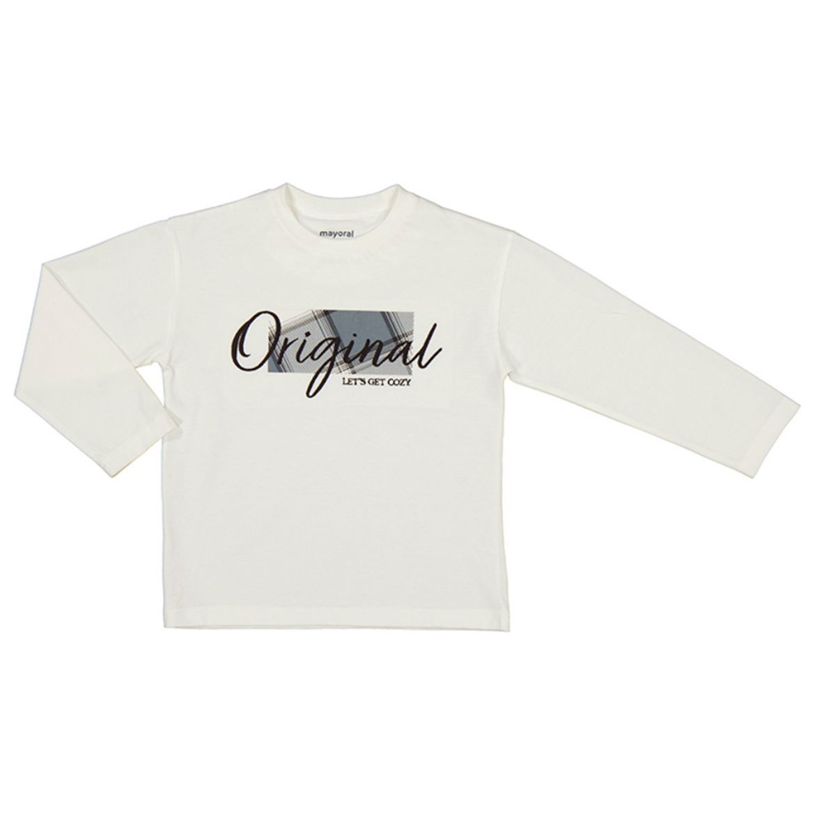 Picture of Mayoral Boys Cream Long Sleeve T-shirt