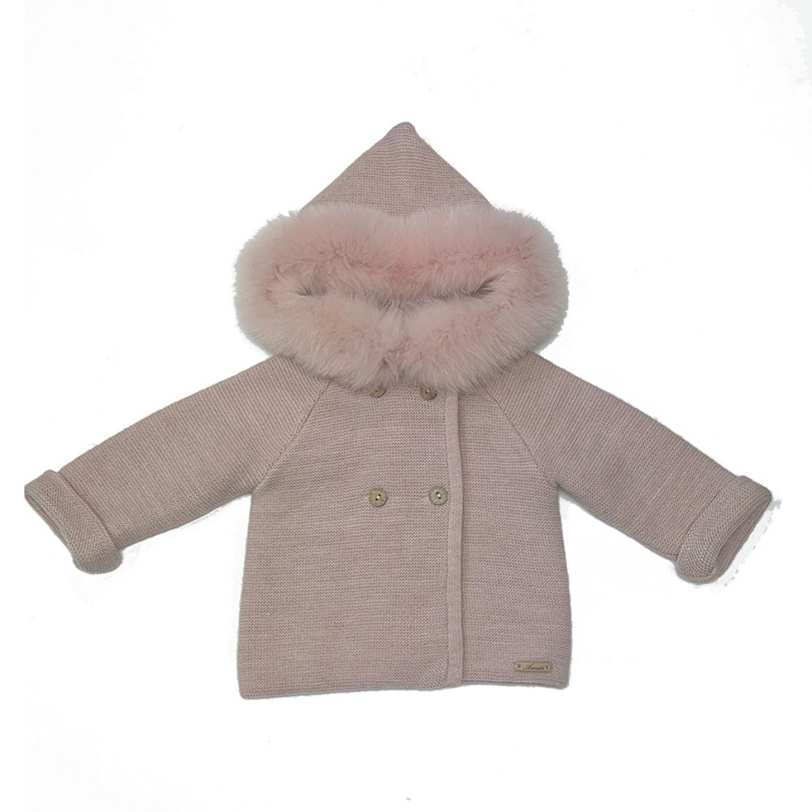 Picture of Martin Aranda Girls Pink Fur Hood Cardigan