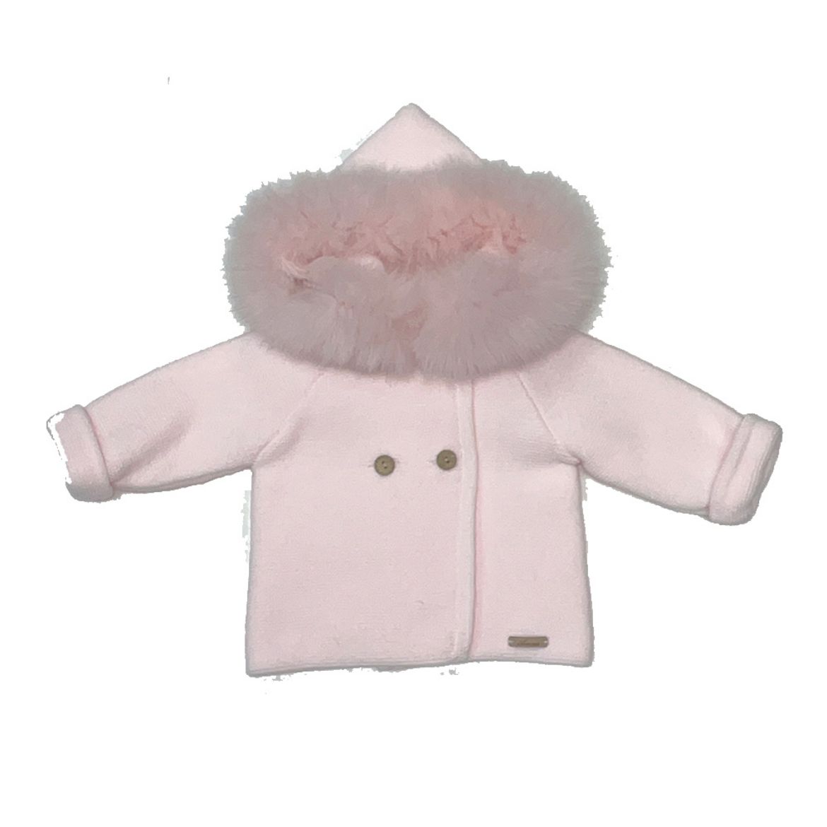 Picture of Martin Aranda Girls Baby Pink Fur Hood Cardigan