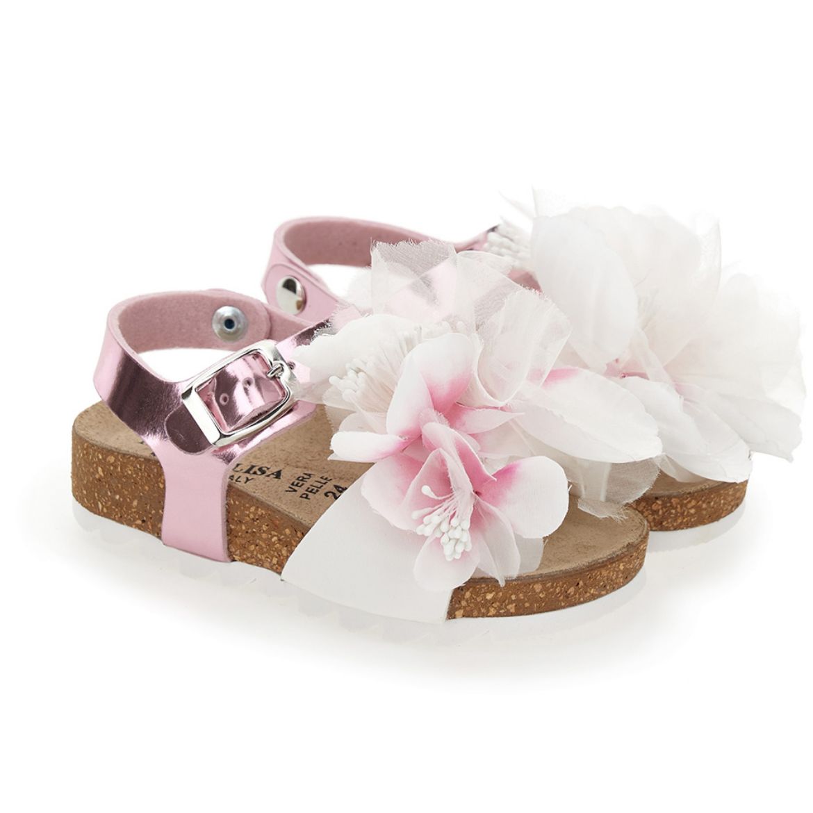 Picture of Monnalisa Girls Pink Flower Sandals