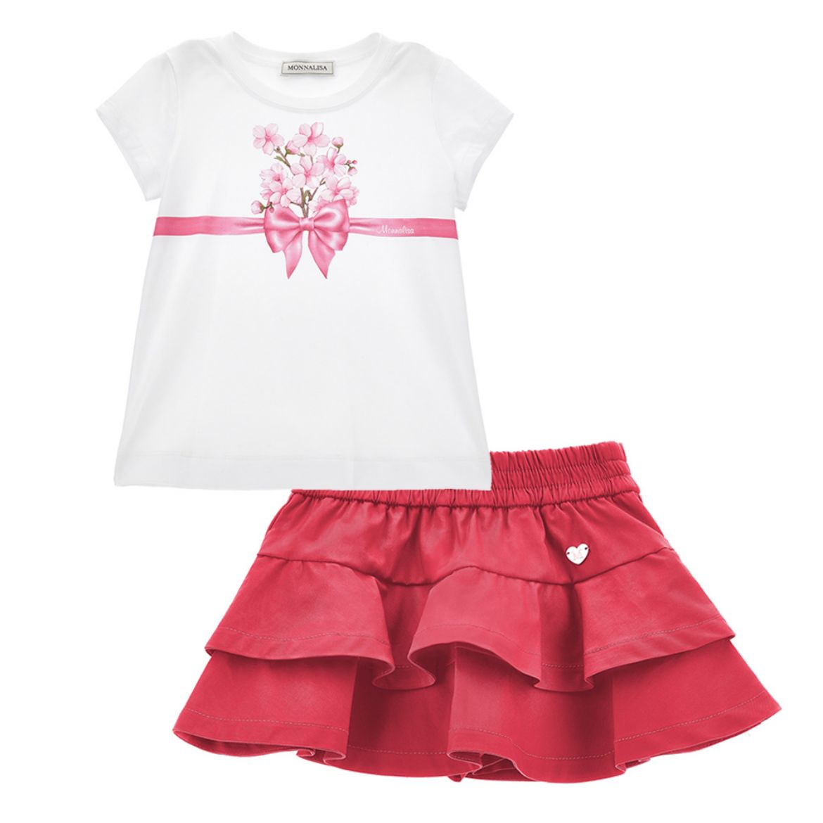 Picture of Monnalisa Pink Flower Top & Ruffled Shorts