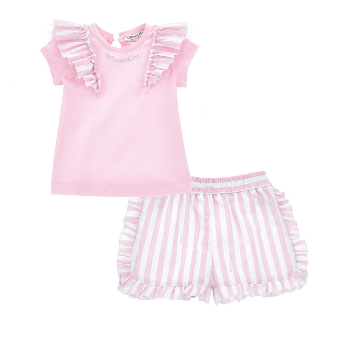 Picture of Monnalisa Baby Girl Pink Striped Top & Shorts Set