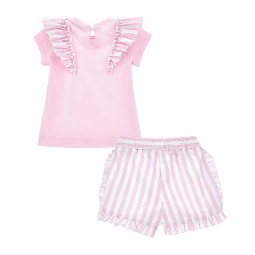 Picture of Monnalisa Baby Girl Pink Striped Top & Shorts Set