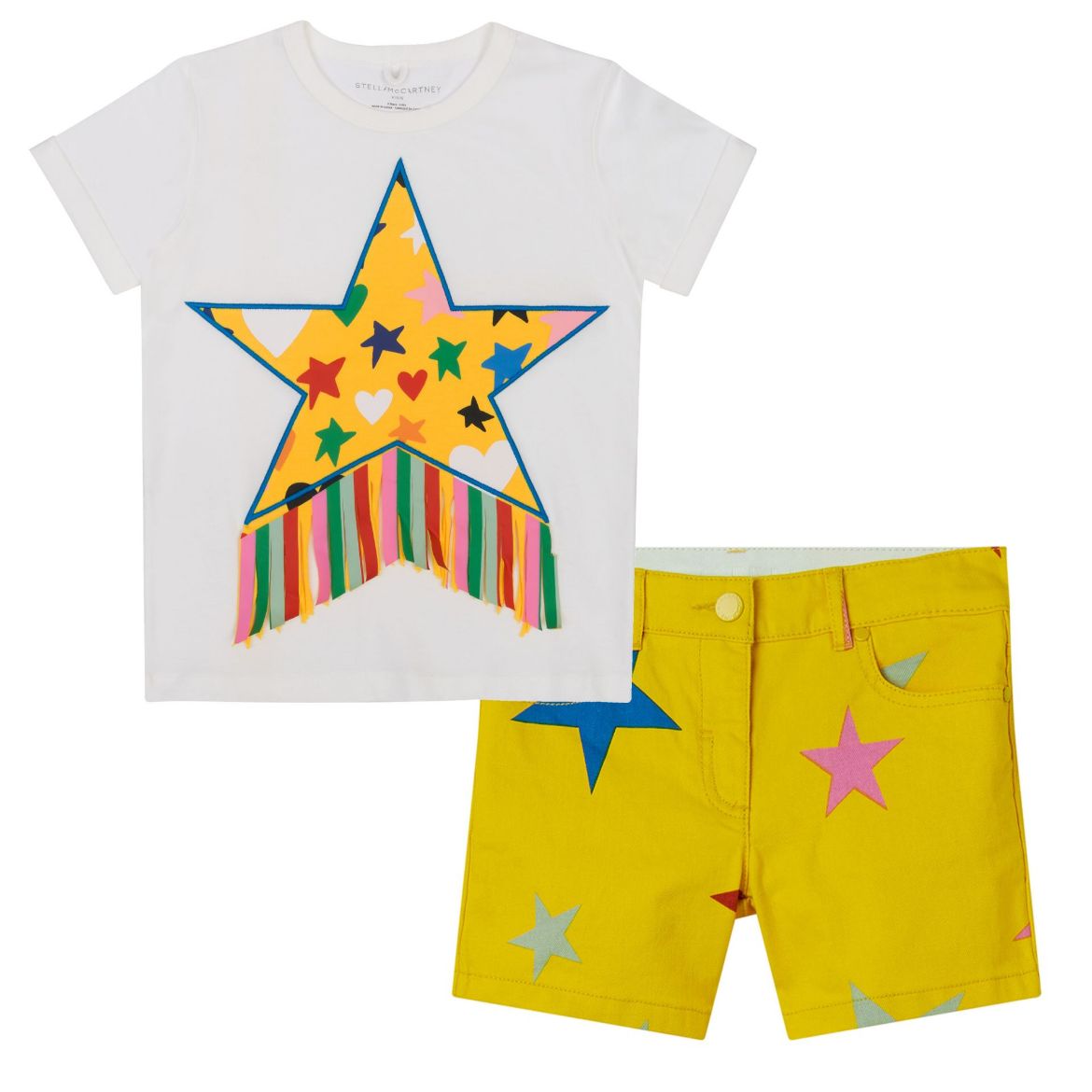 Picture of Stella Mc Cartney Star White T-Shirt & Yellow Short Set