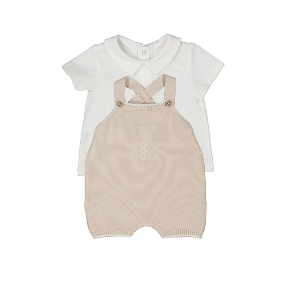 Picture of Mayoral Baby Boys Beige Knitted Romper Set