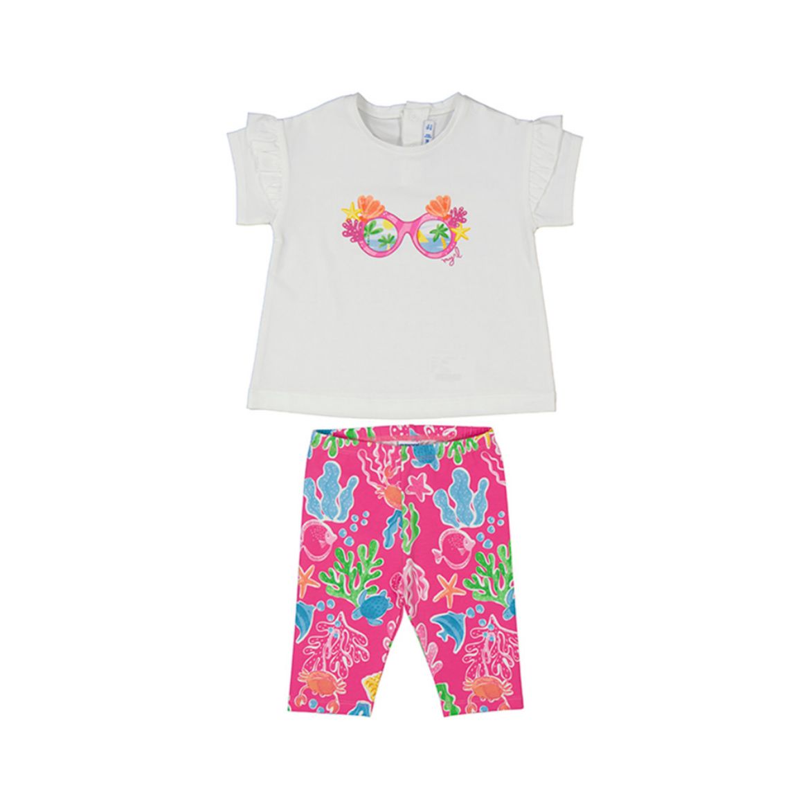 Picture of Mayoral Baby Girl White & Pink Fish Leggings Set