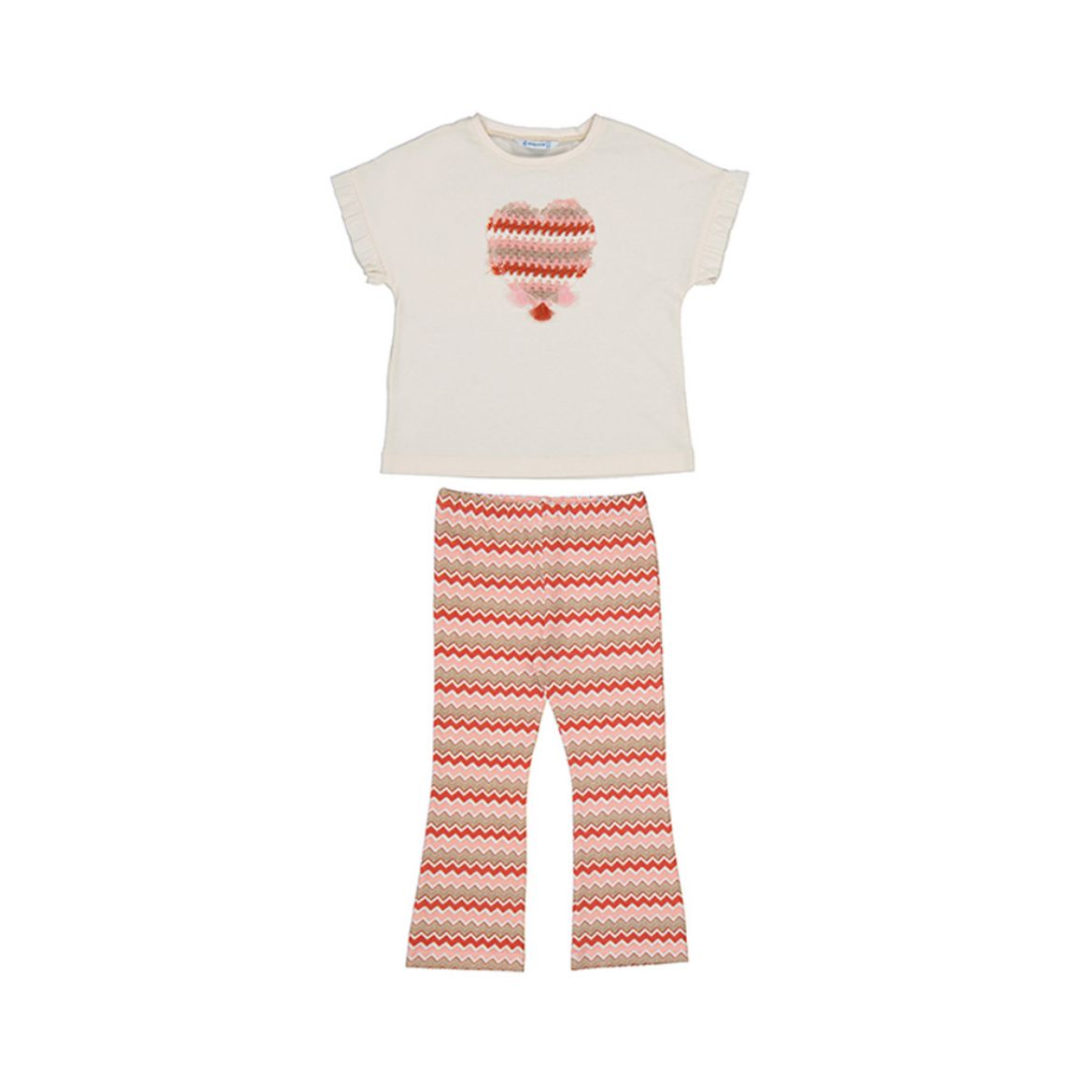 Picture of Mayoral Girls Pink Zig-Zag Flared Pants Set