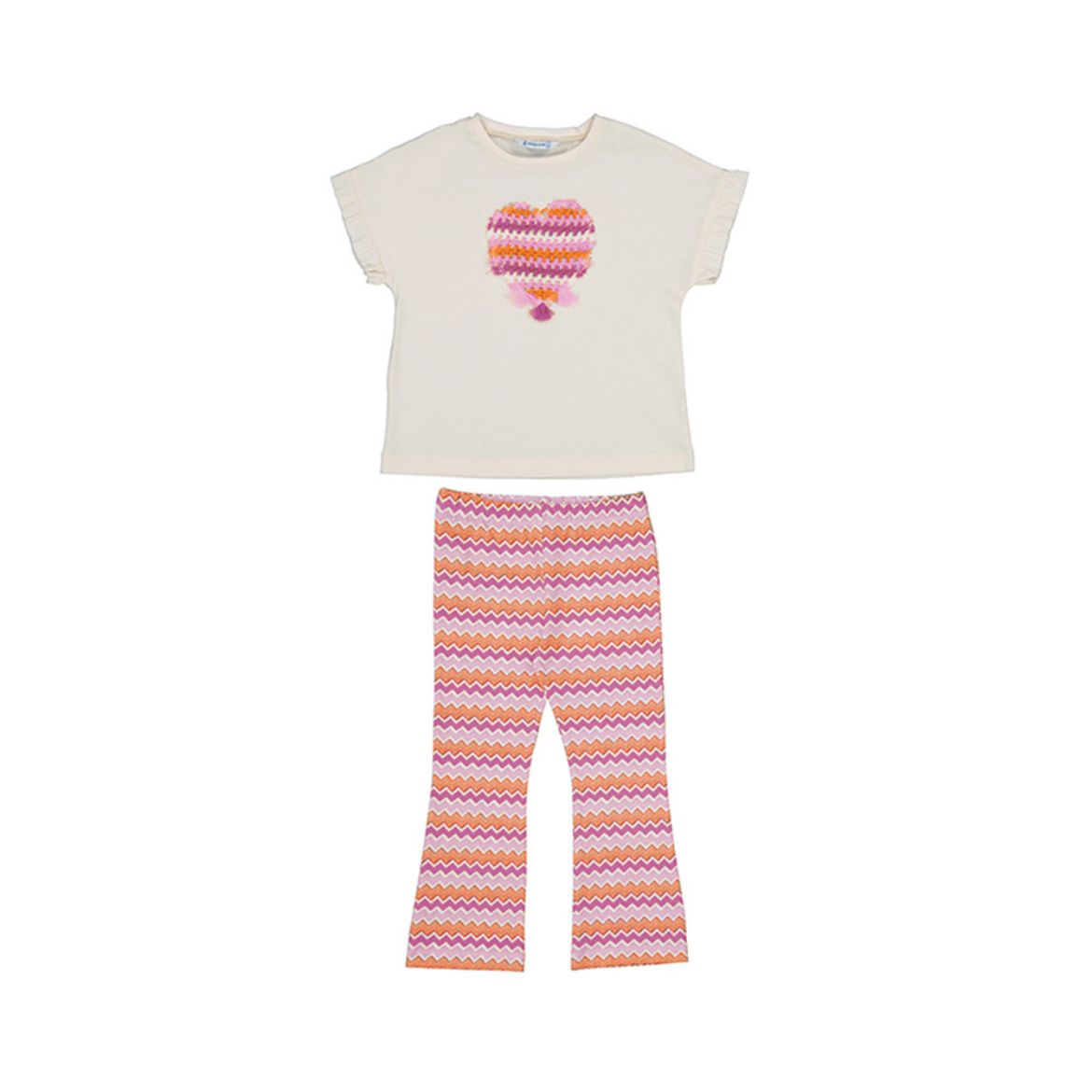 Picture of Mayoral Girls Lilac Zig-Zag Flared Pants Set