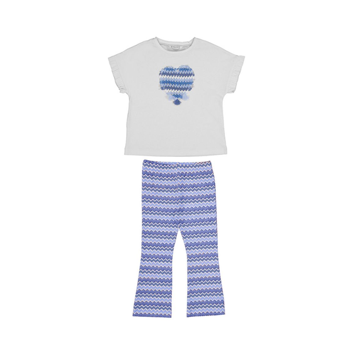 Picture of Mayoral Girls Blue Zig-Zag Flared Pants Set