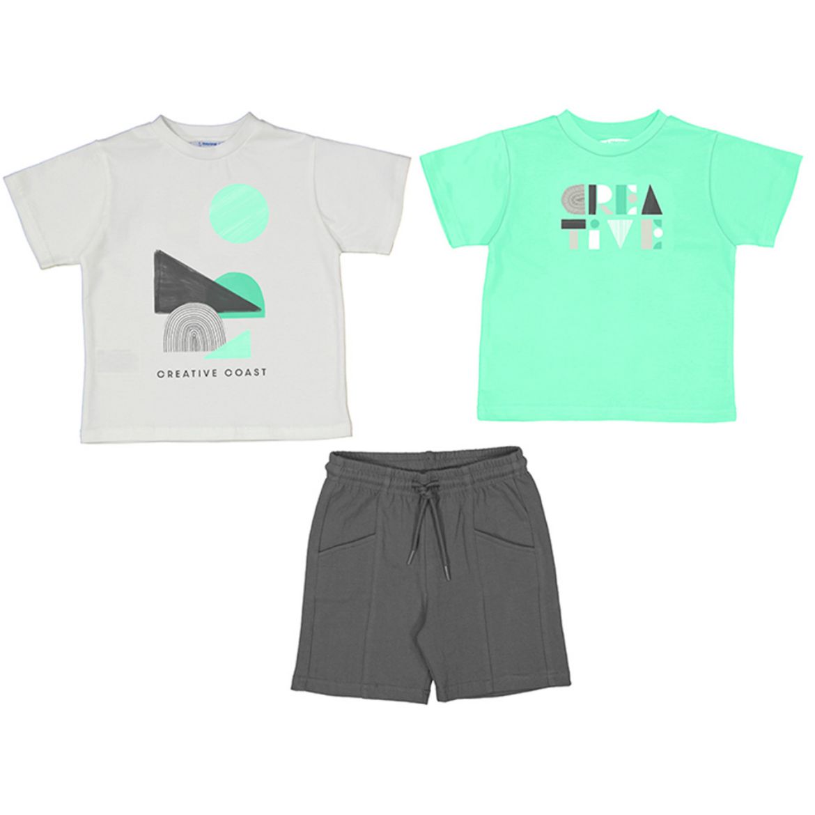 Picture of Mayoral Boys Grey & Mint Shape Short Set