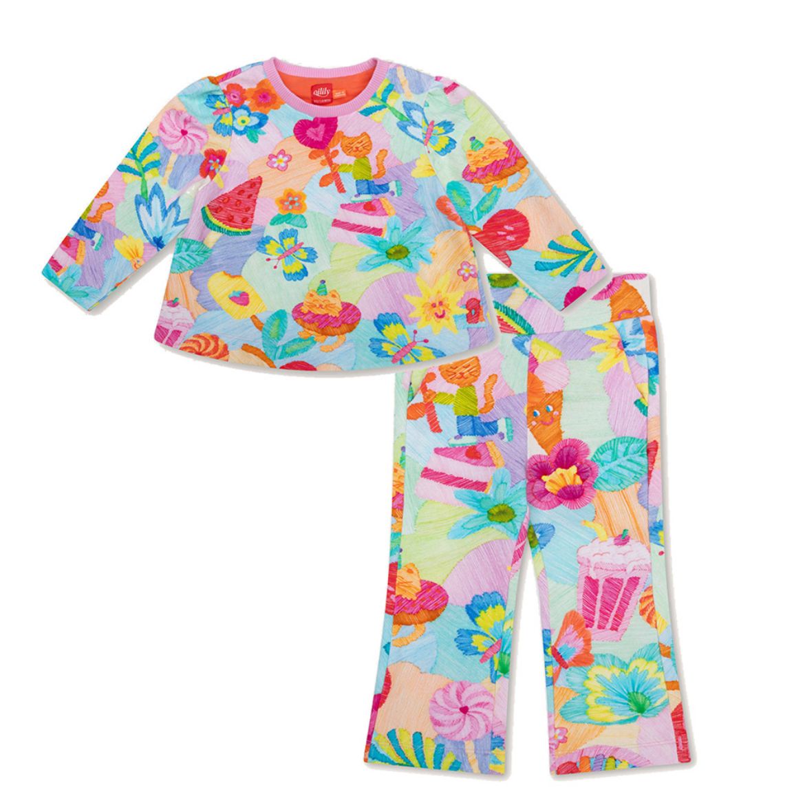 Picture of Oilily Girls Printed Hitty Jumper & Perky Pants Set