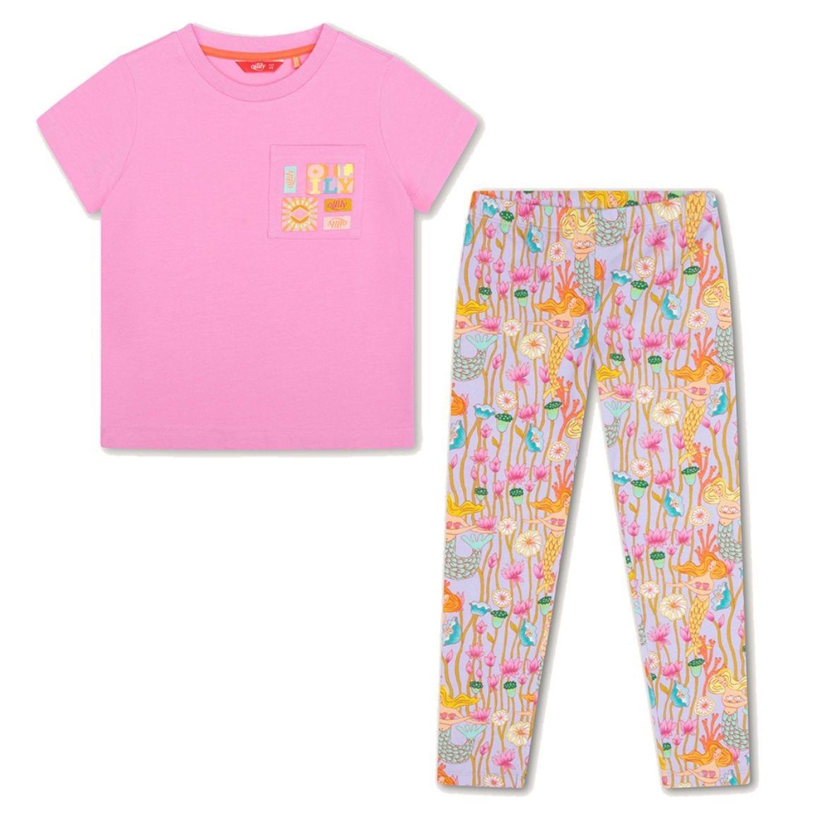 Picture of Oilily Girls Pink Tak T-Shirt & Lilac Peppy  Leggings Set