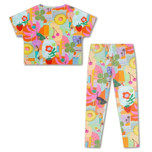 Picture of Oilily Girls Printed Crop Tipp Top & Peppy Printed Leggings Set