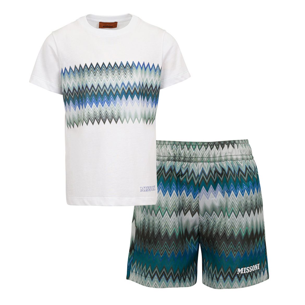 Picture of Missoni Boys White & Green T-Shirt & Swim Shorts Set