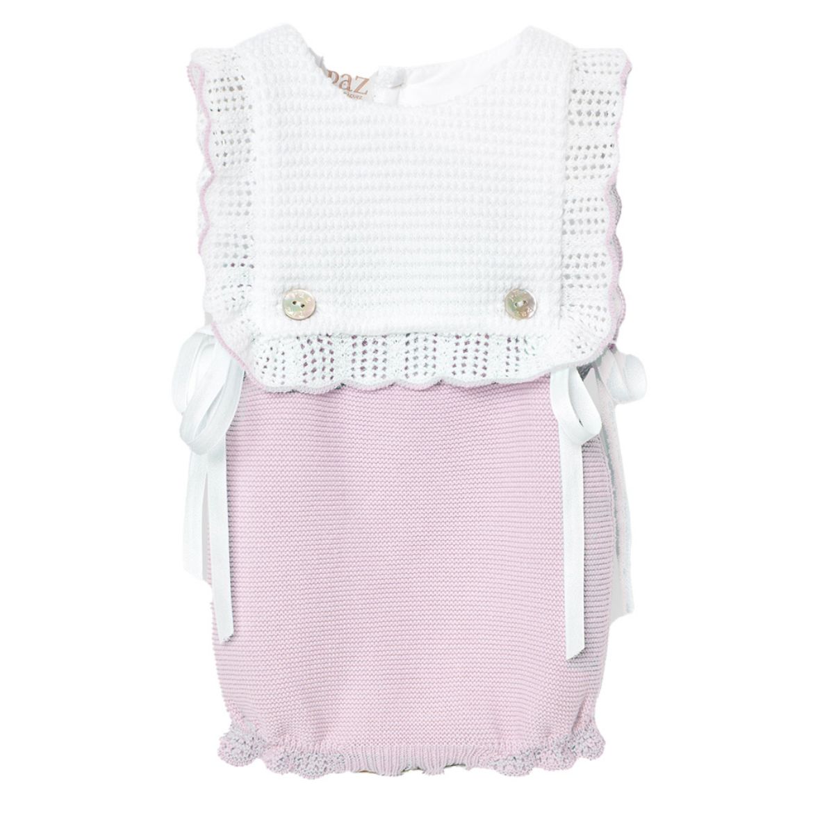 Picture of Paz Rodriguez Baby Girls Pink & White Knitted Romper