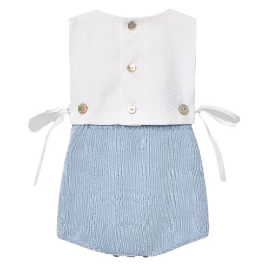 Picture of Paz Rodriguez Baby Boys Blue & White Knitted Romper