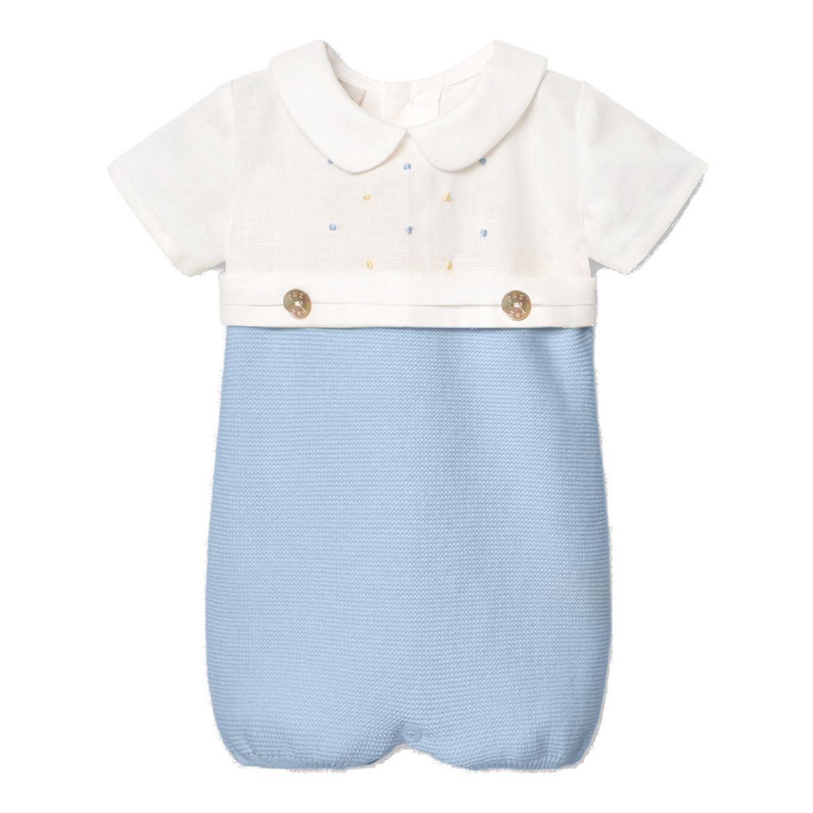 Picture of Paz Rodriguez Baby Boys Blue & White Knitted Short Romper