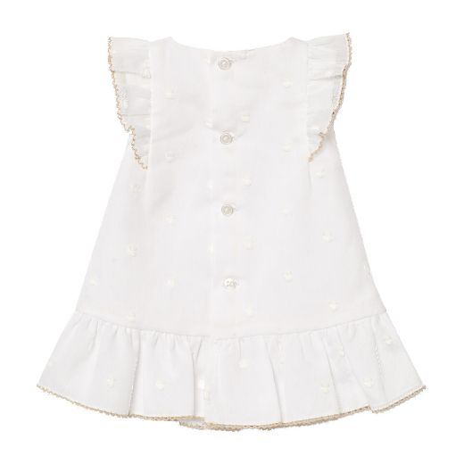 Picture of Paz Rodriguez Baby Girls White Dress with Beige Trim