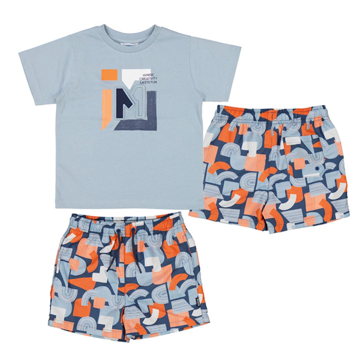 Picture of Mayoral Boys Blue & Orange T-Shirt & Swim Short Set