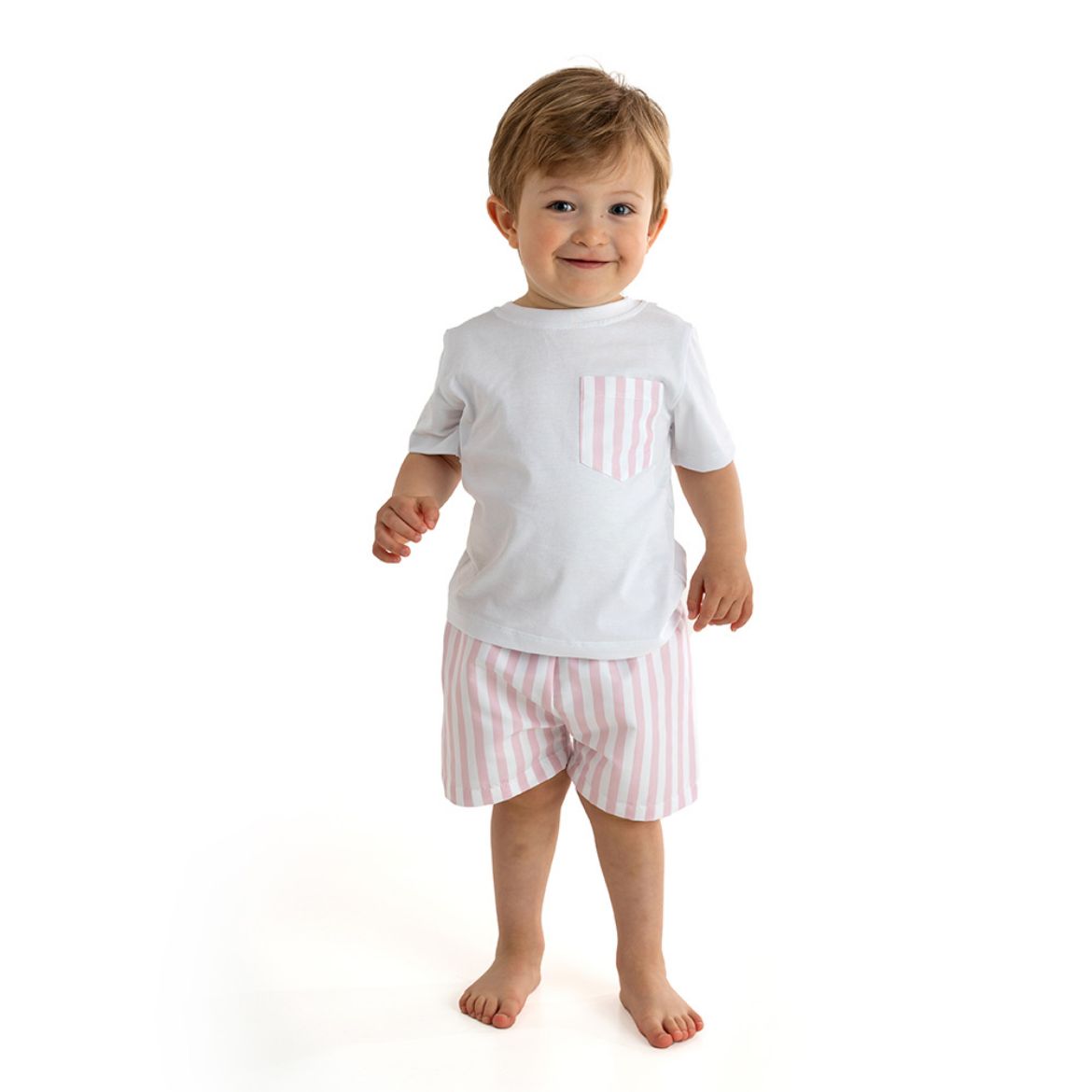 Picture of Meia Pata Boys Pink Stripe T-Shirt & Swimshort Set